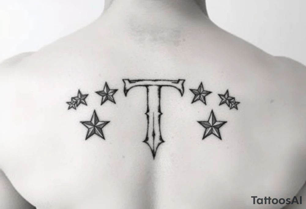 ”T” with stars tattoo idea