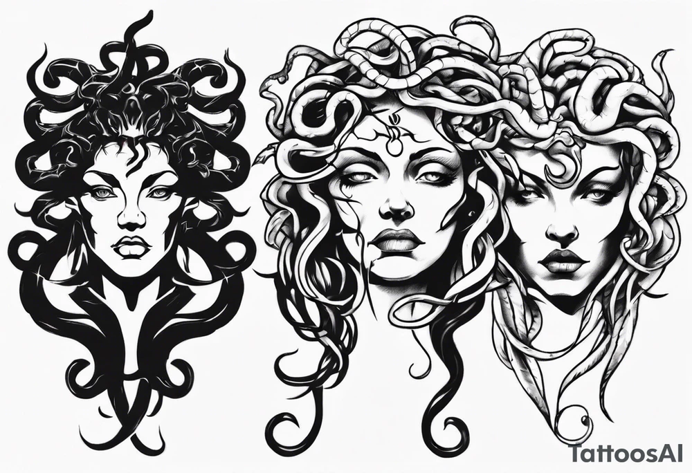 Medusa front profile tattoo idea