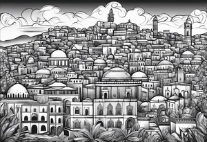 israel city vector 
swirl  vignette tattoo idea