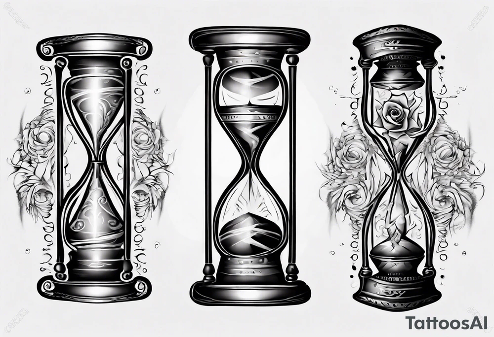an hourglass with filagree tattoo idea