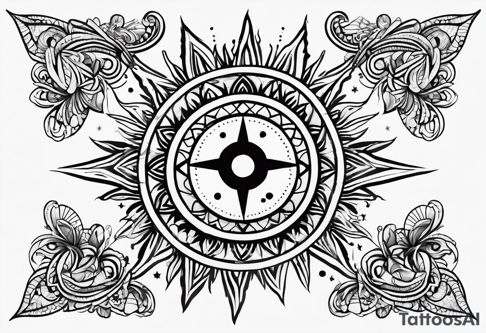 sun, rays, bohemian, simple, small tattoo idea