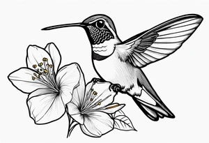 Propose moi un tatouage dans le dos les éléments sont : colibri carte de la Martinique fleur de prunus du Japon tattoo idea