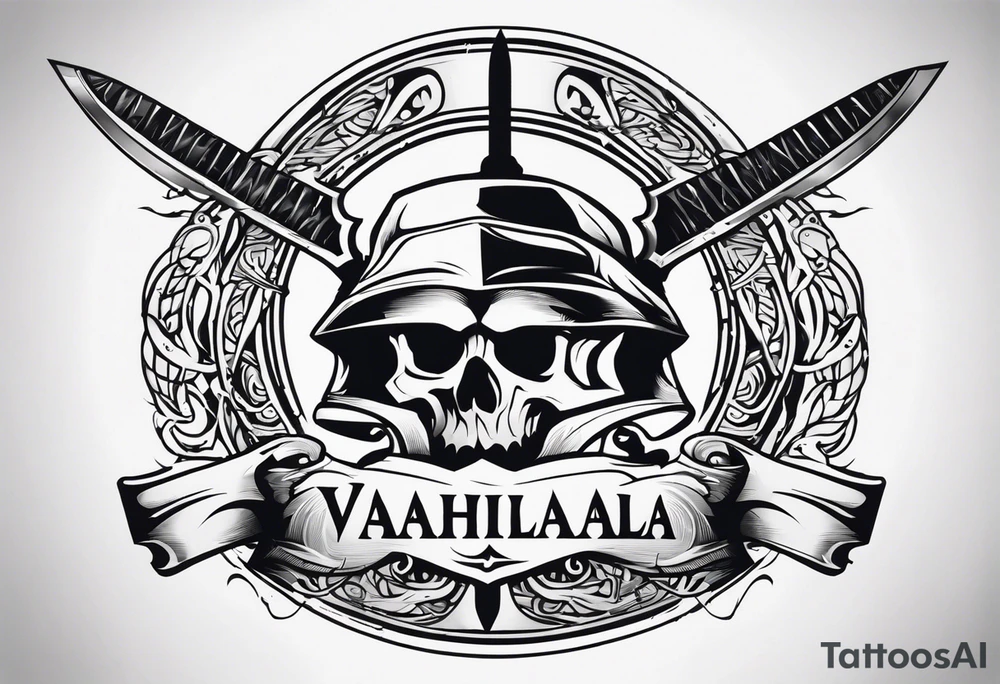 Valhalla  sword shield axe tattoo idea