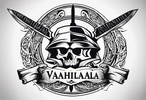 Valhalla  sword shield axe tattoo idea