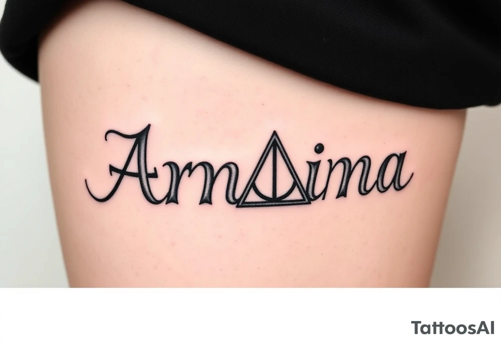 Amanda name with deathly hallows tattoo idea