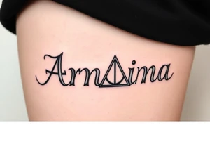 Amanda name with deathly hallows tattoo idea