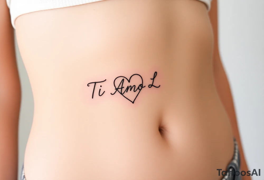 I want (Ti Amo L)in a small heart shape to fit on my ribs feminine tattoo idea