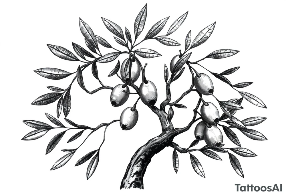 Olive tree with small olives tattoo idea