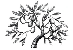 Olive tree with small olives tattoo idea