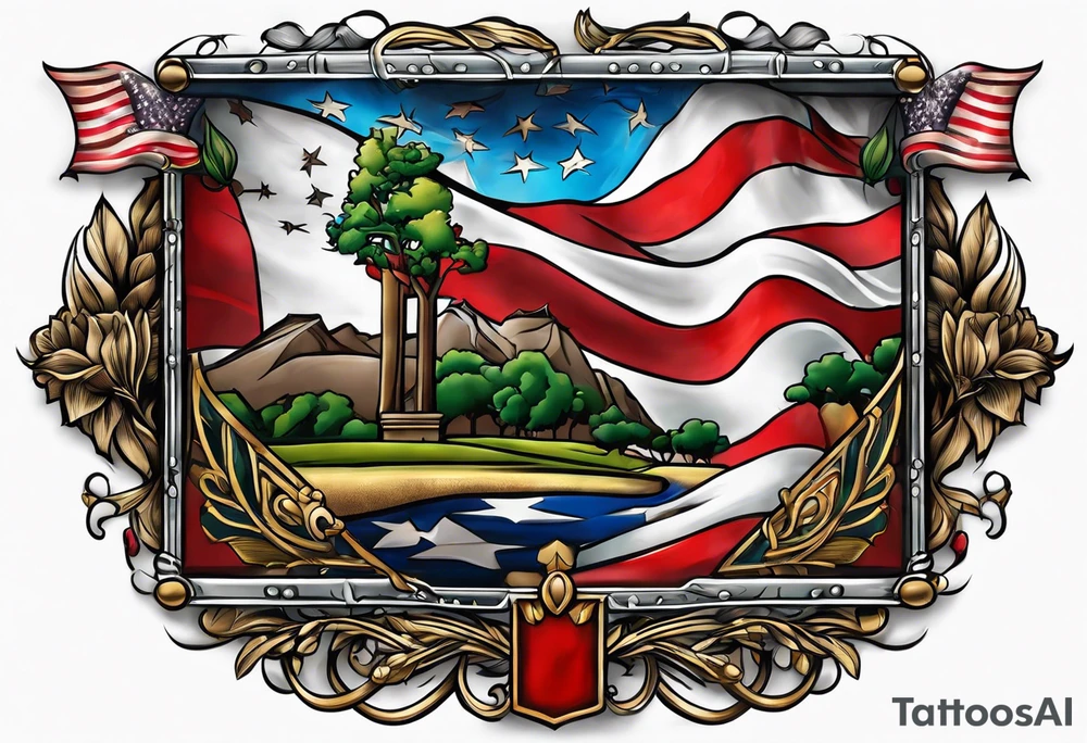 Memorial flag box tattoo idea