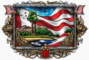Memorial flag box tattoo idea