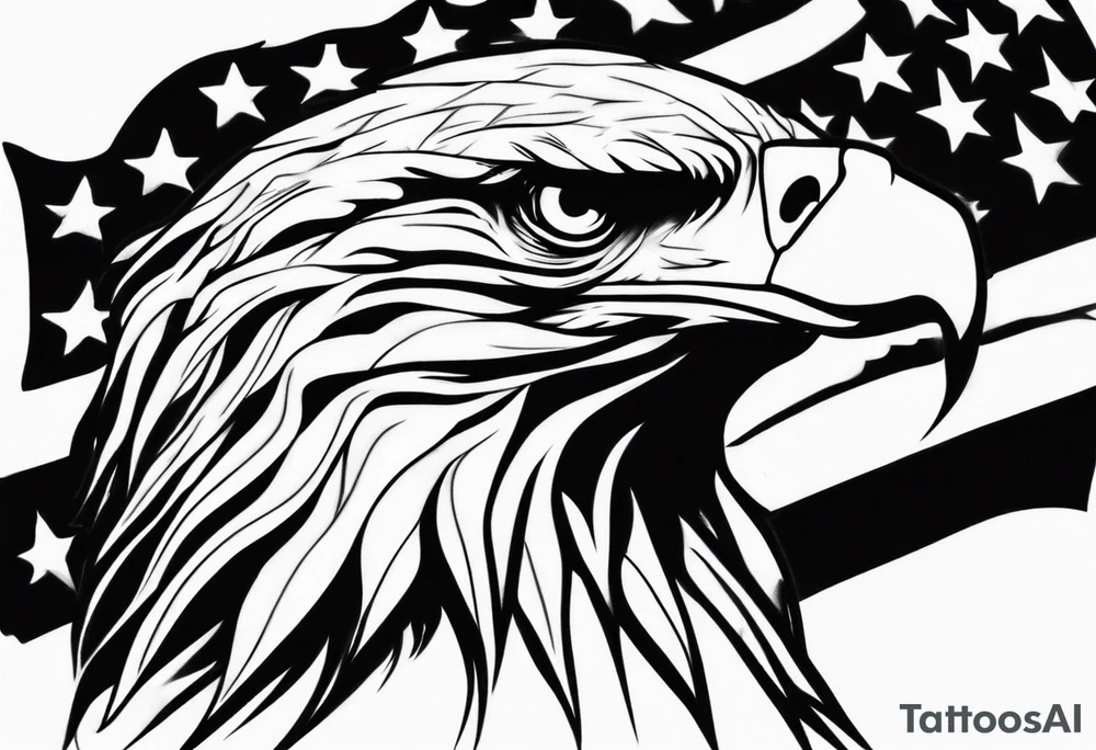 free bird eagle and American flag tattoo idea