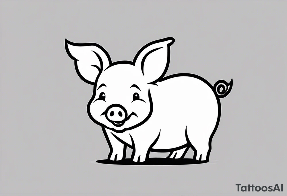 very cute happy piglet.
outline only.
black and white only.
only show the piglet. no extra lines or decoration.
no black shading.
dont make the ears too big.
draw only with very thin lines (1px)

should look like a tattoo that will only take 15 minutes to draw tattoo idea