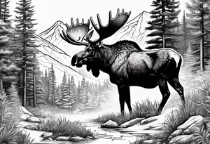 moose mountain forest tattoo idea