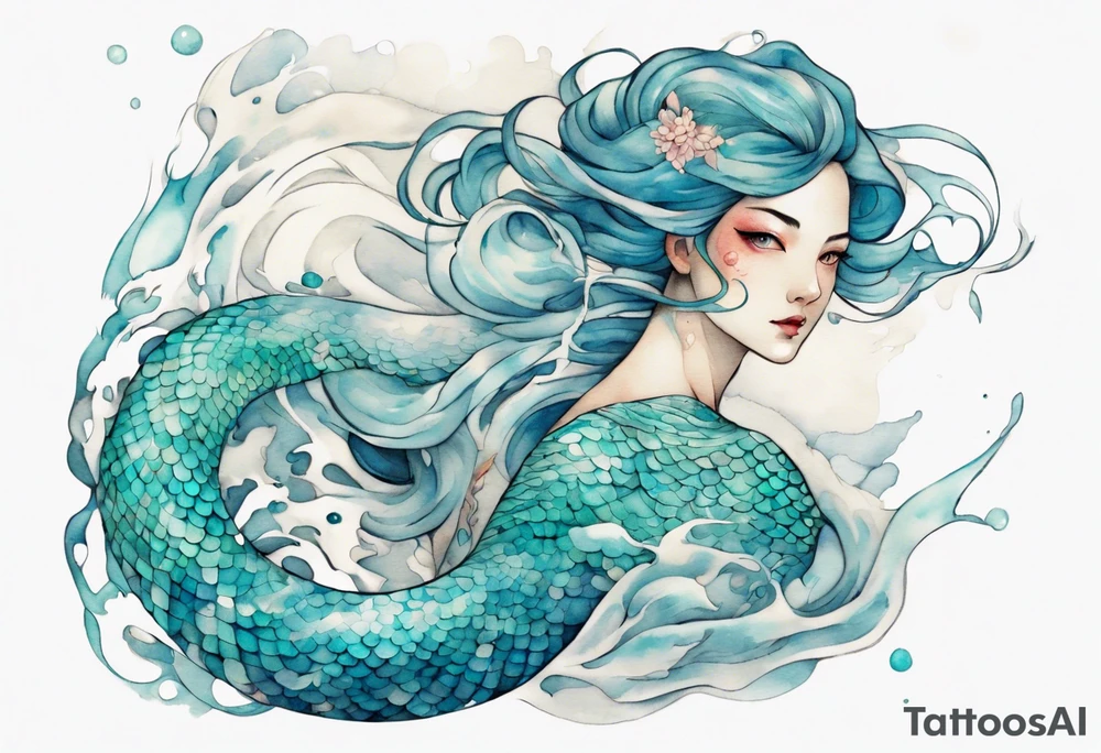 A beautiful undine with turquois scales. tattoo idea