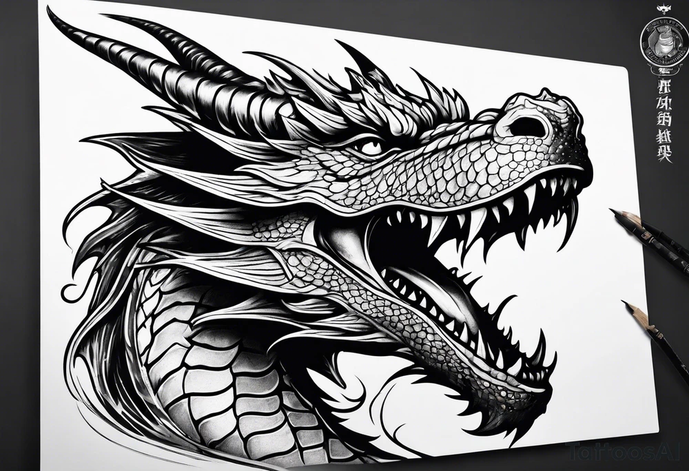 Fire breathing dragon tattoo idea
