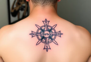 Maltese cross combined with a compass with my 4 kids name in place of the directional letters and my wife’s name in the center tattoo idea