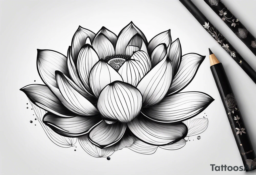 lotus flower with minimal design tattoo idea