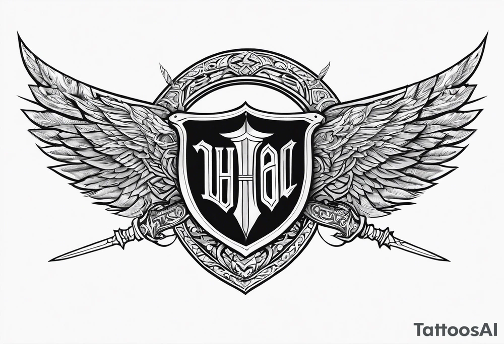 Valhalla sword shield banner tattoo idea