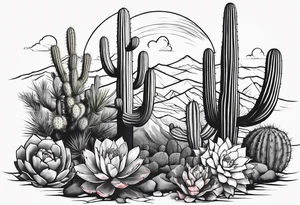 Desert with cactus tattoo idea