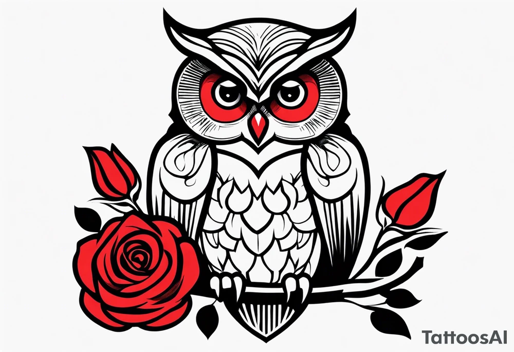 Owl with red roses fore arm tattoo idea