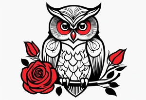 Owl with red roses fore arm tattoo idea