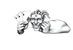 5 card hand,  Gemini twins, and a happy mask getting pulled off tattoo idea