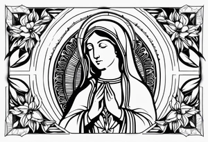 Virgin Mary in a modern Blackwork style tattoo idea