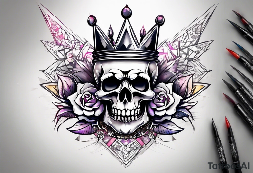 evil crown with spikes tattoo idea