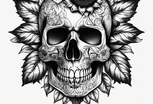 Sunflower, skull, female, mental health tattoo idea