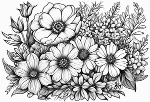 Wildflowers, smaller, vertical tattoo idea