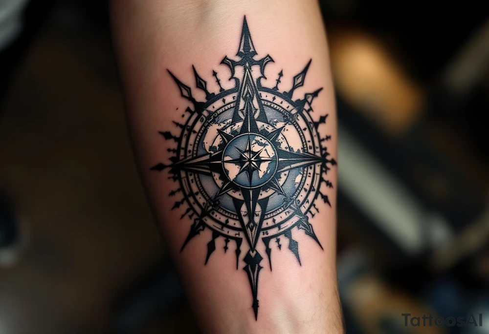 world map compass/clock tattoo idea