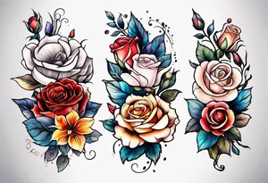i want a full arm tattoo with simple flowers and roses tattoo idea