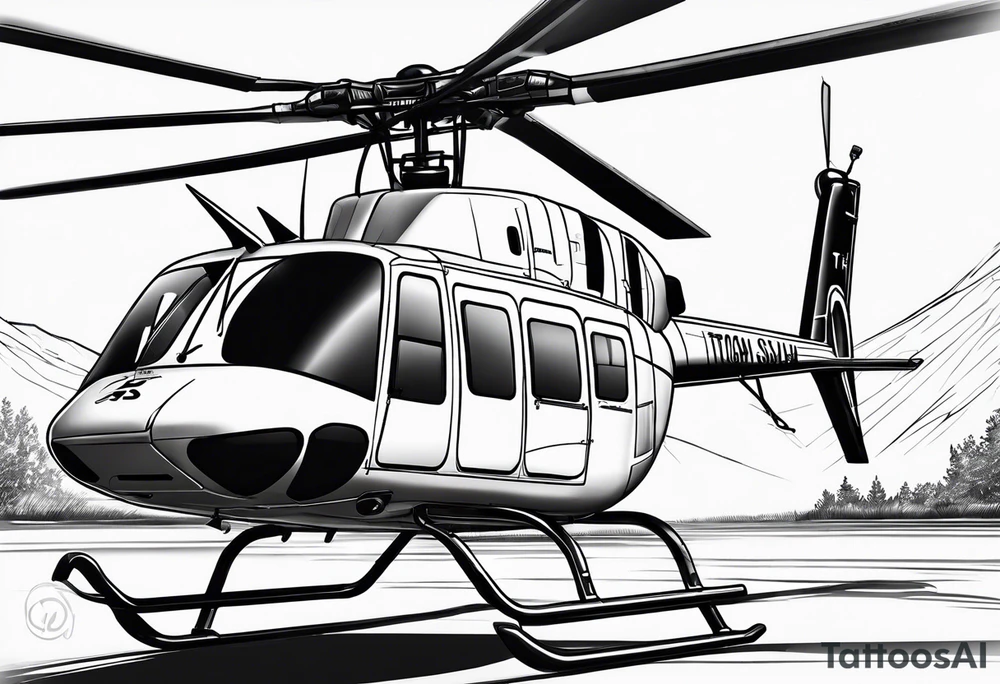 a bell 407 helicopter with the name "T. Sousa" on it. tattoo idea