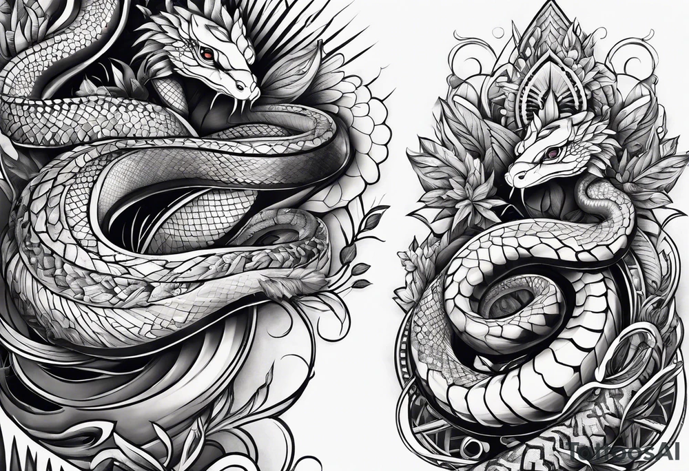 Raphidophora and snake. tattoo idea