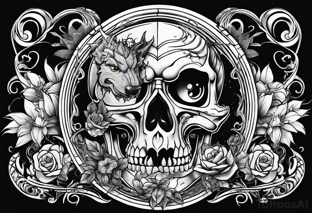 New age horror Disney with my kids names included tattoo idea