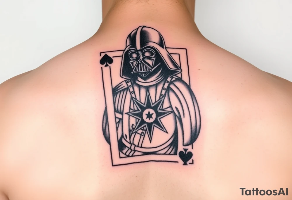 king of hearts card with army star Darth Vader tattoo idea
