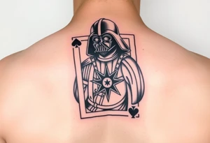 king of hearts card with army star Darth Vader tattoo idea