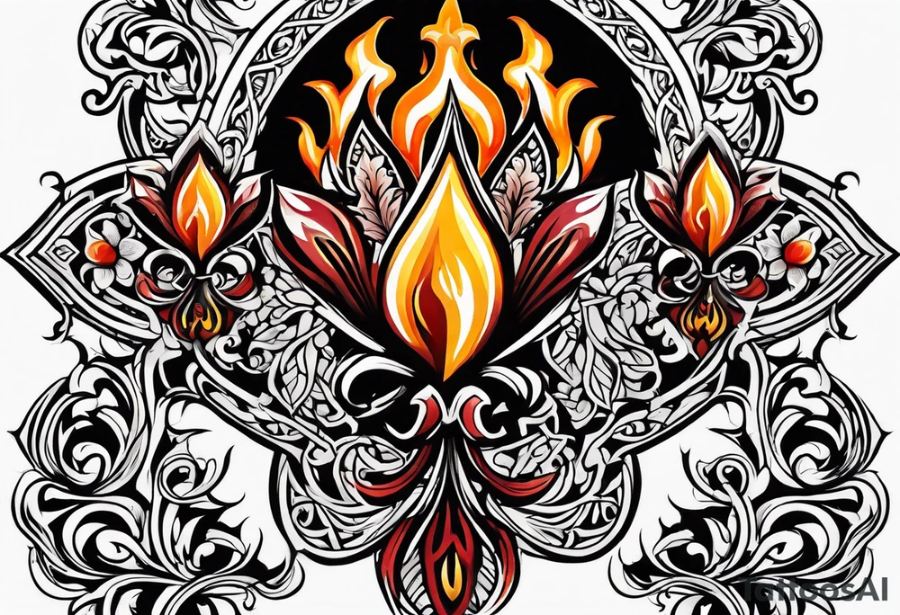 Fleur de lys celtique en flamme tattoo idea