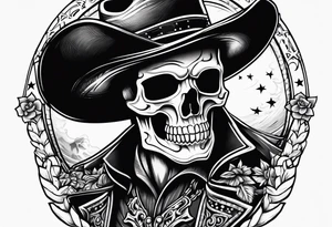 skeleton cowboy hat tattoo idea