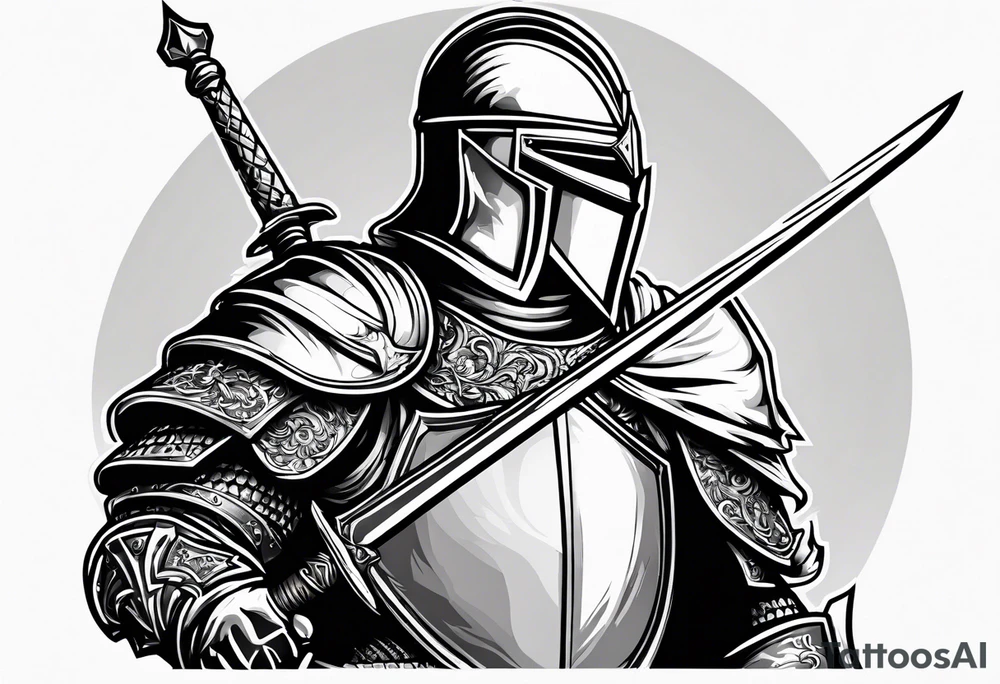 Medieval knight holding a sword tattoo idea