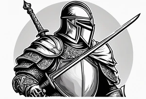 Medieval knight holding a sword tattoo idea