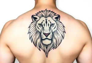 lion with a crown, surrounded by big boob's tattoo idea