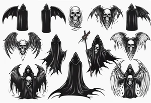 grim reaper cloak with wings tattoo idea