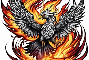 masculine phoenix on fire tattoo idea