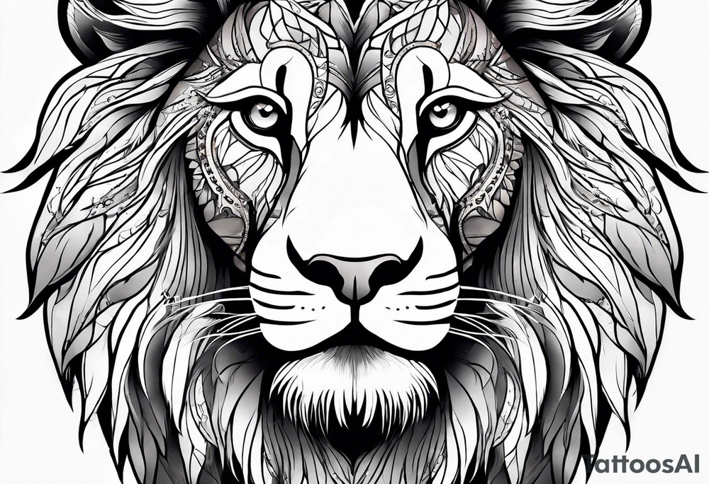 powerful majestic lion, close-up tattoo idea
