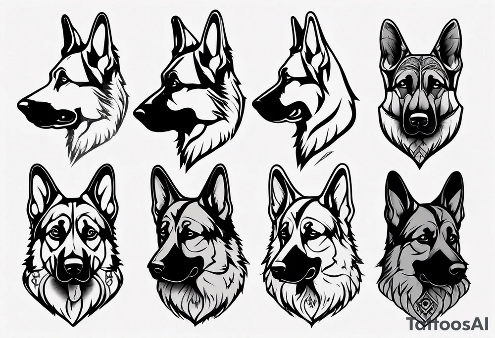German shepherd side profile tattoo idea