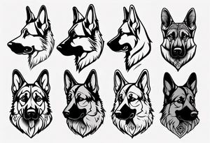 German shepherd side profile tattoo idea