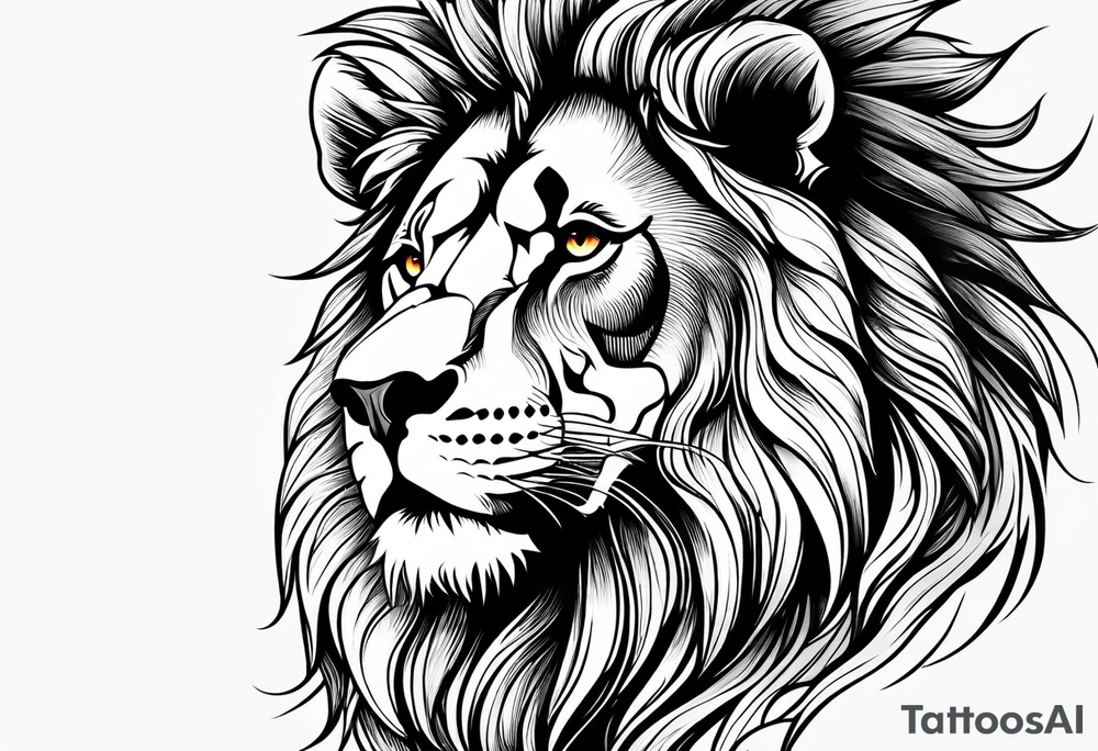 majestic lion with fire tattoo idea