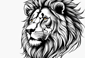 majestic lion with fire tattoo idea
